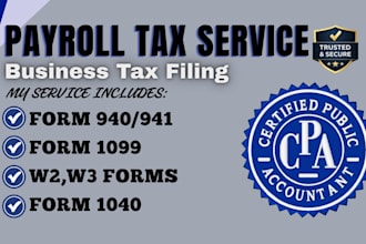 prepare file and amend w2, w3, 1099, 941, 940 payroll tax forms