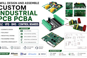 design and assemble custom industrial pcb pcba plc vfd bms and control boards
