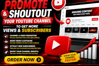 promote, shoutout your youtube channel to get subscribers, views