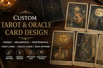 design custom tarot cards, oracle cards and deck artwork
