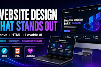 design canva website, lovable ai website, and HTML website
