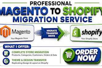 professionally migrate transfer or move magento website store to shopify