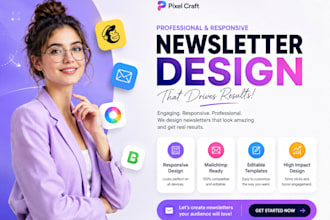 editable responsive newsletter design, mailchimp newsletter, newsletter template