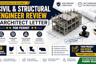 civil, structural engineer review architect letter in ohio ca la ne for permit