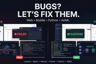 debug and fix bugs in your website or mobile app
