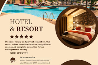 design professional luxury hotel flyers, resort menus