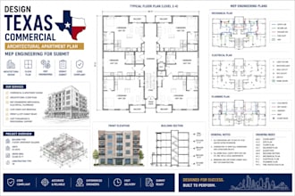 design texas commercial architectural apartment plan, mep engineering for submit