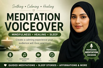create calming guided meditation, sleep stories, and mindfulness voiceovers