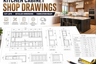 create kitchen cabinet shop drawings, cut lists and fabrication plans