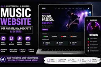 design music website, artist website, dj website, podcast website, event website