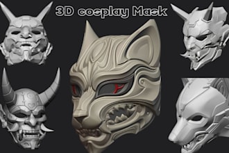 sculpt 3d mask anime cosplay armor halloween helmet stl for printing