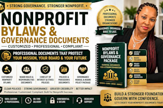 create nonprofit bylaws, policies, governance documents and board manual