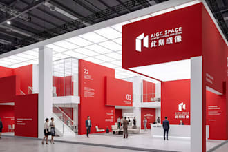 design exhibition kiosk, trade show booth, expo stand display, fair stall render