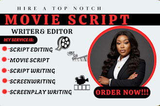 write, edit, format  movie script, screenplay, film script, feature film script