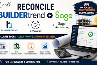 reconcile buildertrend and sage accounting for UK construction bookkeeping