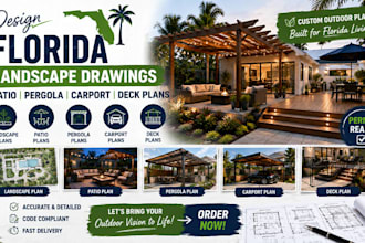 design florida landscape, patio, pergola, carport and deck plans
