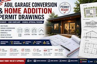 create adu garage conversion and home addition permit drawings