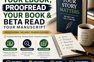 write, proofread, and beta read your ebook or book manuscript