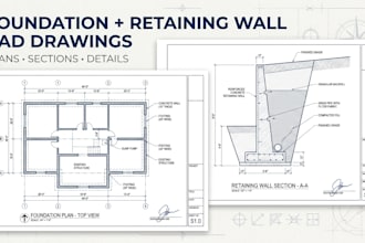 create foundation and retaining wall cad drawings