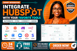 integrate hubspot with zapier, make, n8n, slack, calendly zoom twilio and stripe