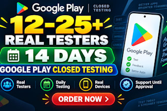 provide 12 testers for google play closed testing and android app testing