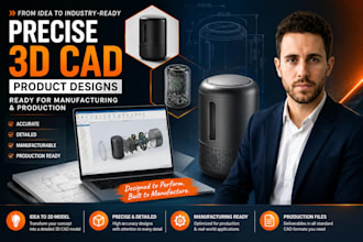 create precise 3d cad product designs ready for manufacturing and production