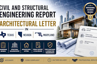 civil and structural engineering report architectural letter in texas, MD, nv