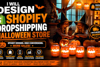 design premium shopify halloween gadgets dropshipping store, shopify website