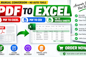 convert PDF to excel, CSV, or google sheets accurately