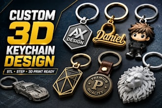 design custom 3d keychains, keyrings and personalizes 3d models