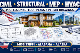 civil, structural engineering mep hvac floor plan in mississippi alabama alaska