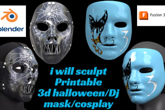 do 3d printable halloween wrestler cosplay dj mask helmet stl 3mf blender files