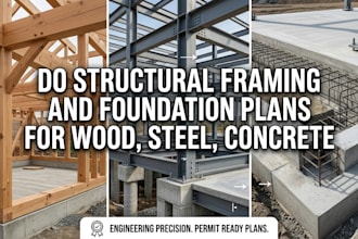 do structural framing and foundation plans for wood, steel, concrete
