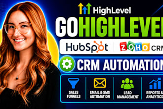 setup gohighlevel hubspot and zoho crm automation, go high level crm setup