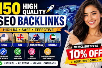 create 150 high da SEO backlinks, australia, dubai, USA, UK
