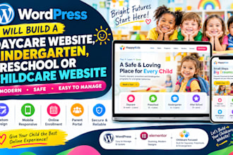build daycare website, kindergarten, preschool or childcare website in wordpress
