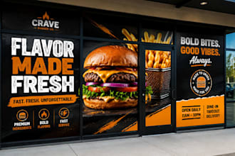 design storefront signage, window graphics, shopfront vinyl and glass door decal