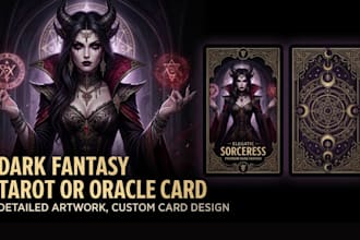 do dark fantasy tarot or oracle card with detailed artwork custom card design