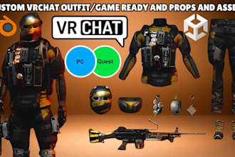 create custom vrchat outfit, vrchat asset props accessories 3d clothe model