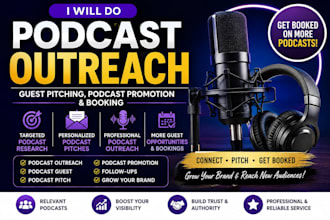 do podcast outreach, guest pitching, podcast promotion and booking