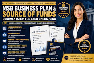 prepare an msb business plan source of funds and bank onboarding documents