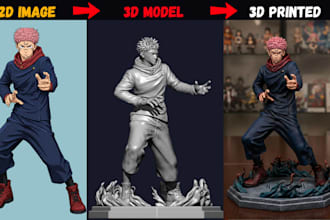 convert 2d to 3d printable model 3d figurine character stl file for 3d printing