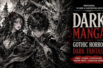 draw dark manga, gothic horror illustration, dark fantasy art, anime manga
