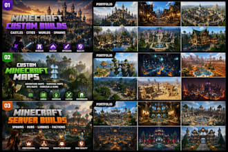 build a custom minecraft world, map, castle, city or server spawn