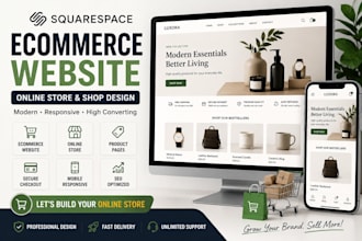 design squarespace ecommerce website, online store and shop