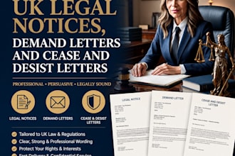 draft UK legal notices, demand letters and cease and desist letters