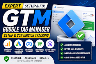 set up google tag manager GTM, ga4 and conversion tracking