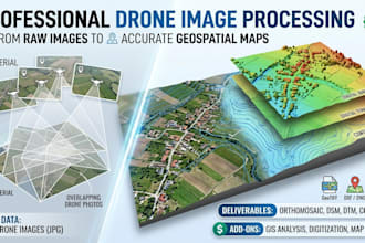 drone images into orthomosaic, dsm, dtm, and contour lines