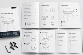 create a product manual, instruction manual and step by step user guide