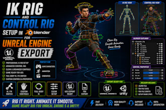 do ik rig and control rig setup in blender for unreal engine export